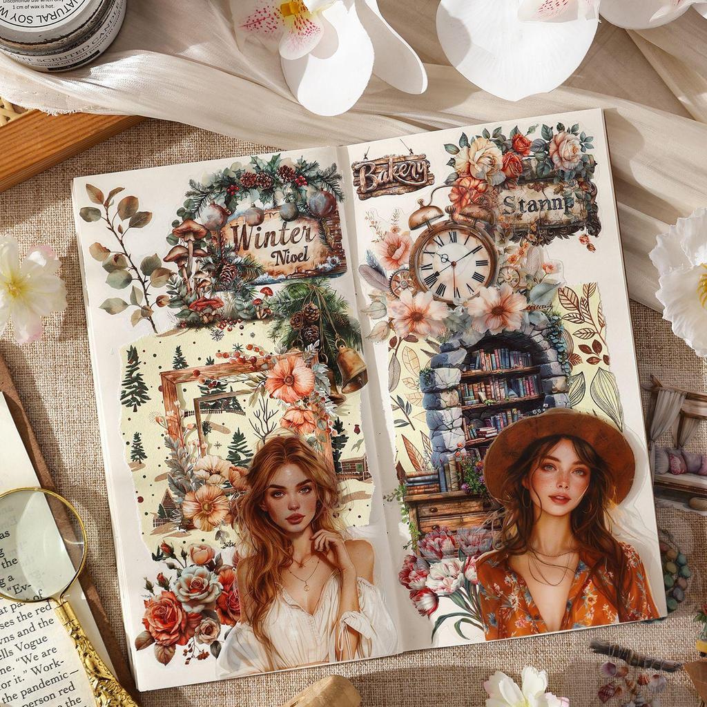 Cross-border Honey Glaze Retro Sticker Book - Cute Girl DIY Journal Material