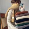 Korean Style Solid Color Knitted Scarf Women Warm Thick Neck Warmer Winter Accessory