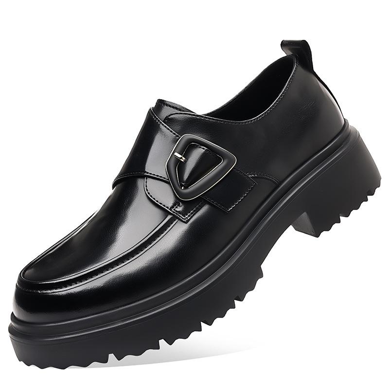 Fashion 2025 New Designer Casual Derby Shoes for Men Spring Autumn Business Formal Men's Shoes Fashion Solid Color Platform Leather Shoe