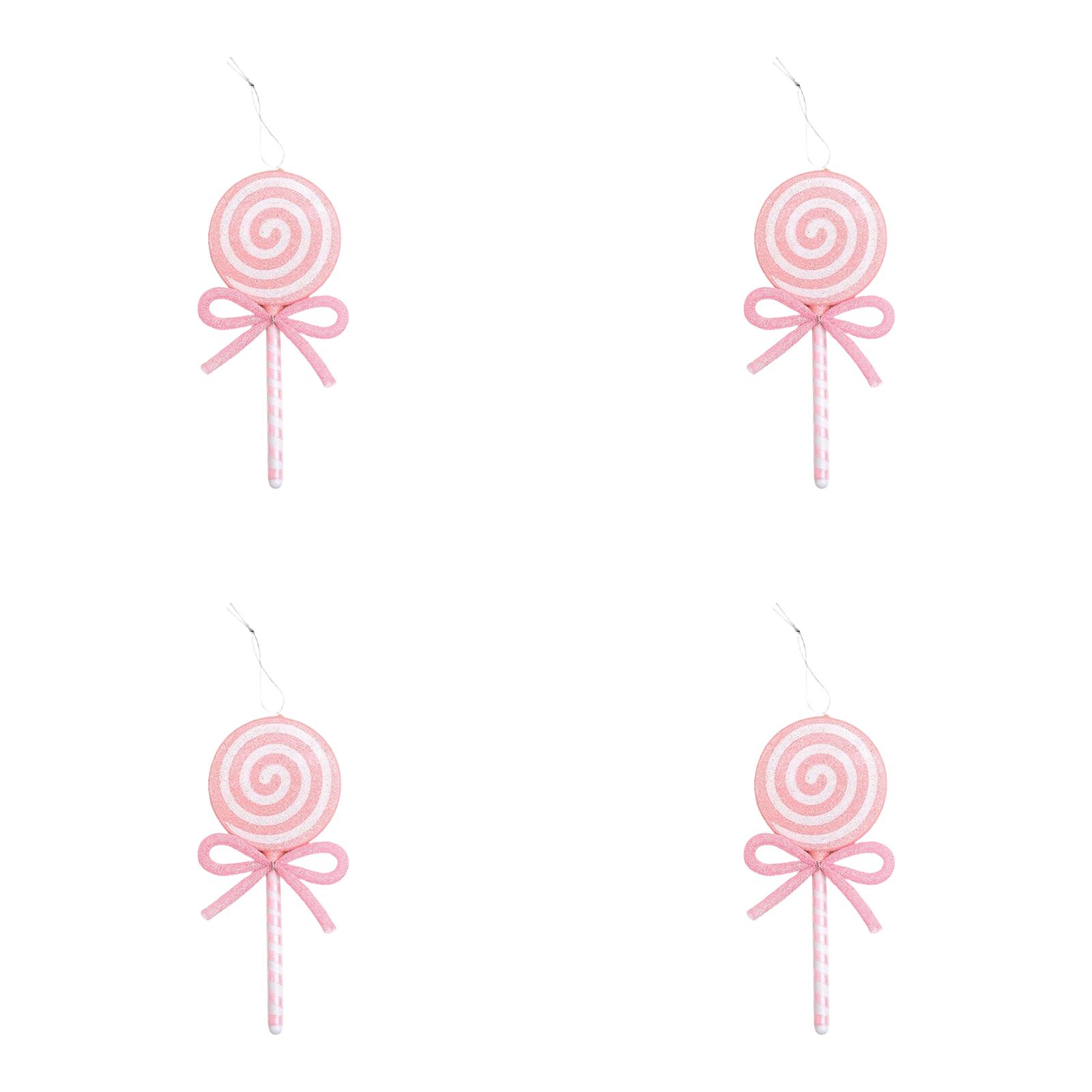 

Seasonal Christmas Candy Ornament with Bow for Hanging Decoration on Trees and Holiday Home Display Plastic Build рожевий