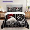 Rooster Pattern Bedding Quilt Set Quilt Cover Pillowcase Home Decoration Birthday Gift (1 * duvet cover + 2 * pillowcase, without core)