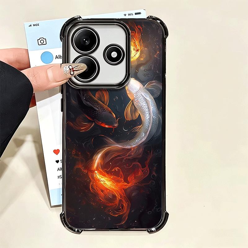 Goldener Karpfen Glücklicher Koi Beschichtung Handyhülle Für Xiaomi Poco X5 X6 X7 X8 Pro Max F8 Ultra F7 M8 M7 M5S Redmi 15C 15 14C 13C 13 X3 12
