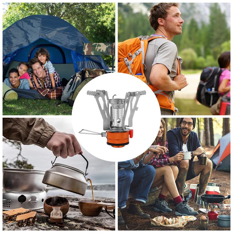Backpacking Camp Stove Foldable Backpacking Stove Portable Small Camping Stove Piezo Ignition Cooking Gear Windproof Hiking