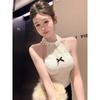 Summer Fashion Sexy Spice Girls Bottom Shirt Neck Top Bow Fungus Edge Lace Design Small Suspender
