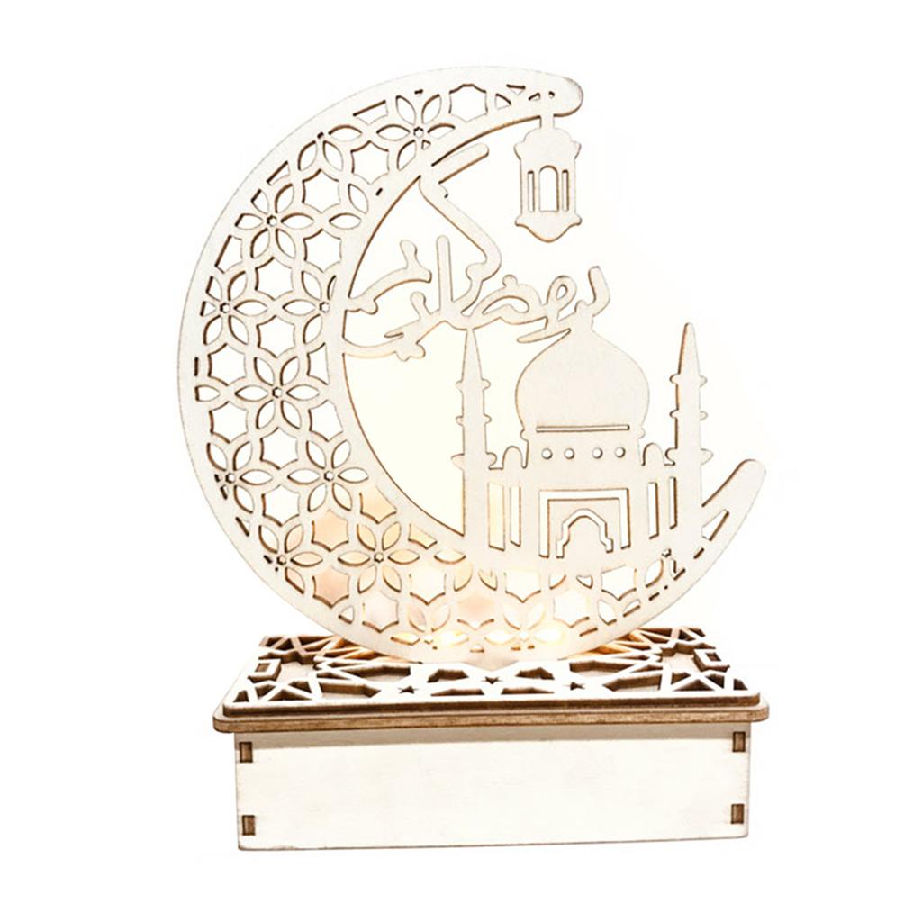 Pendentif en Bois EID Moubarak avec Bougies LED Lumière Décorations de Ramadan pour la Maison Décoration d'Eïd de Fête Musulmane Islamique Kareem Ramadan