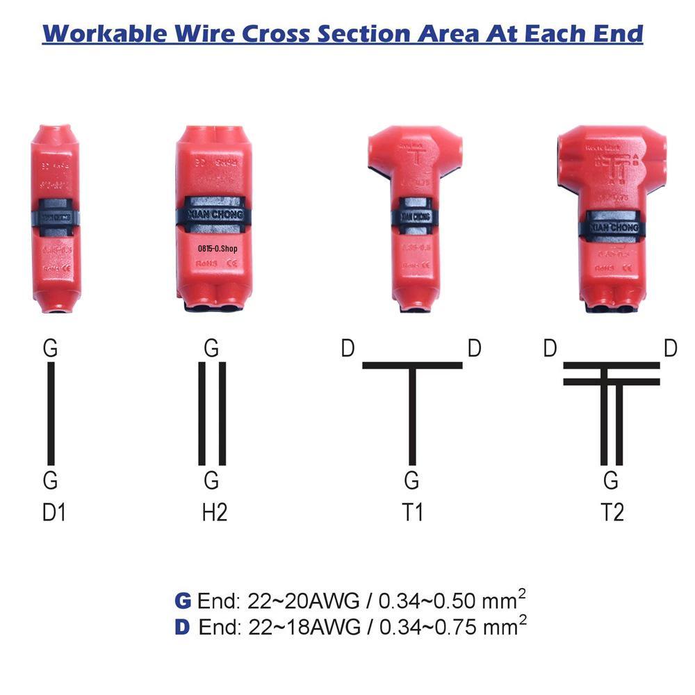 T/H-Type Single/Double Wire Insulation Displacement Quick Connect Clamp, Push-In Style.