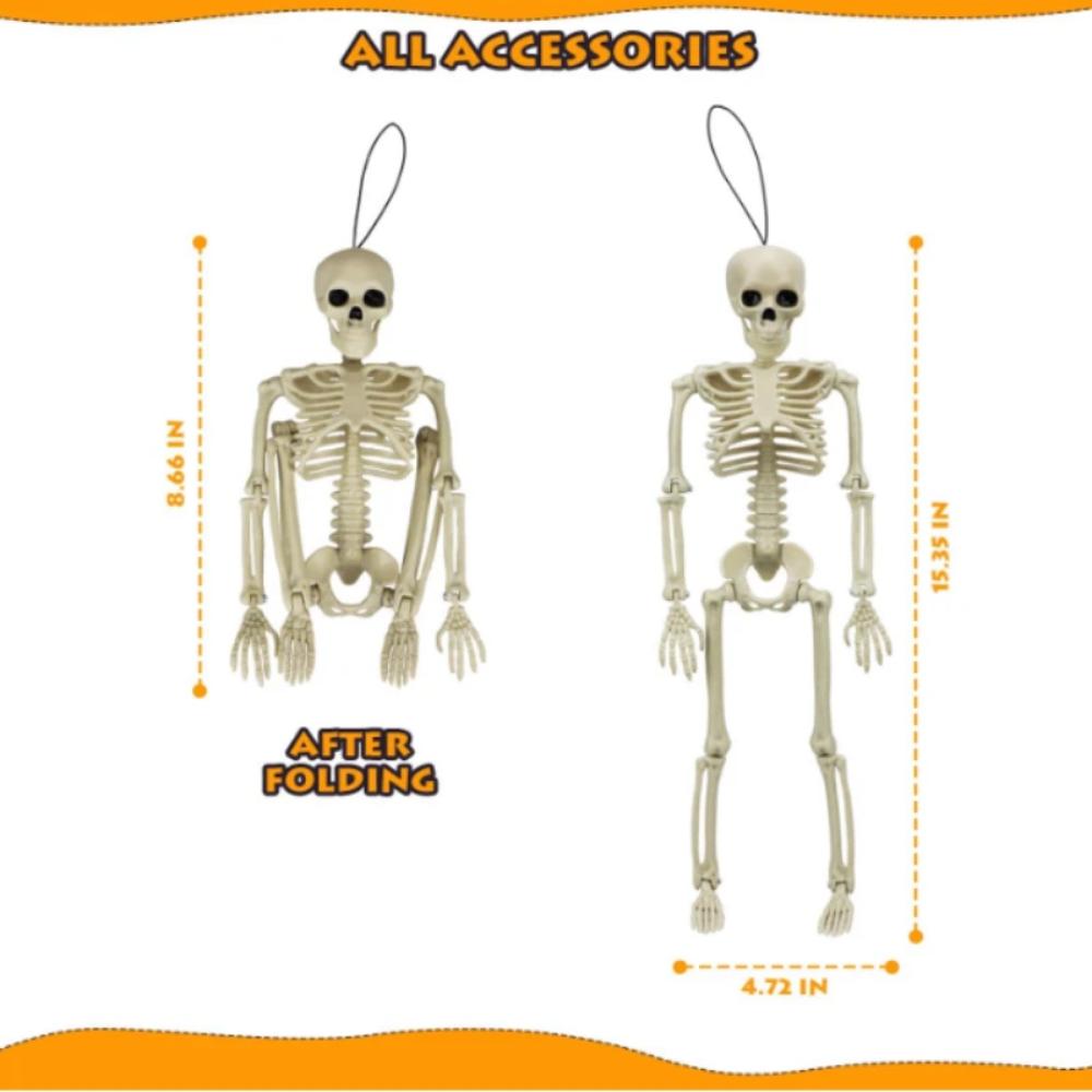 40cm Halloween Bewegliches Skelett Gefälschter Menschlicher Schädel Knochen Halloween Party Heim Bar Dekorationen Spukhaus Horror Requisiten Ornament