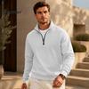 Versatile Weekend Wear Mens Quarter Zip Sweatshirt, Stand Collar Athletic Fleece Pullover, Ribbed Hem Cuffs, Casual Streetwear Hoodie Long Sleeve