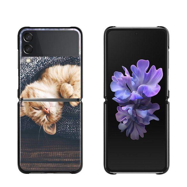 Cute Cat Kitten Phone Protective Case For Samsung Galaxy Z Flip3 5g Back Cases For Samsung Z Flip Capa Black Shell Fundas