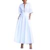 Women's Solid Color Short Sleeve Maxi Swing Dress Casual Fashion Summer Dress for Women