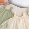 Girls Summer Floral Tulle Spaghetti Strap Princess Dress for Outings
