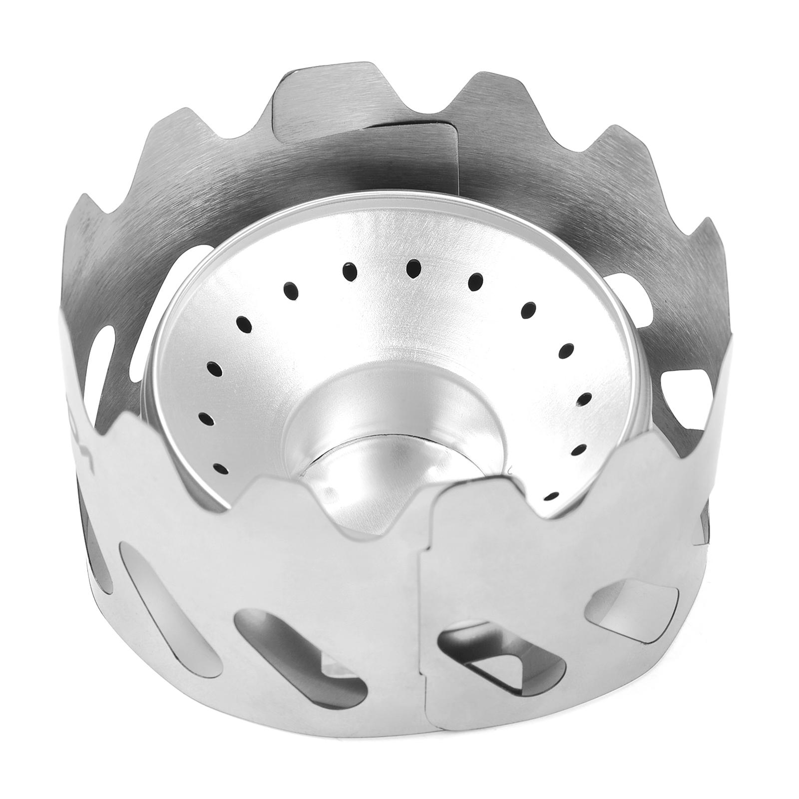 

Мини-горелка для бэкпакинга 80 мл Алюминиевая спиртовая горелка с маленьким ветрозащитным экраном из нержавеющей стали Портативная походная плита для серебряный