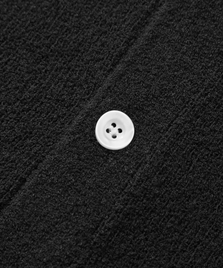 TRILLION Washable Boucle Collar Short Sleeve Knit (Pure Black)