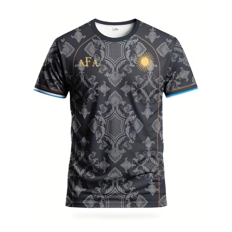 New Summer Men's 3D Digital Printed Soccer Jersey, Loose Fit, Breathable, Quick-Drying, Short-Sleeve Sports Training Jersey