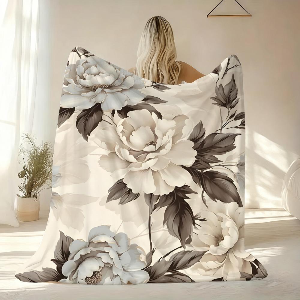 Peony Throw Soft Flannel AC Blanket Lightweight Summer Nap Throw Cozy Blanket for Sofa Bed Travel Home