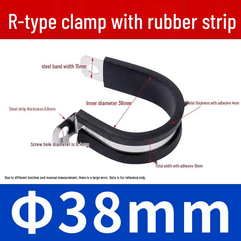 Stainless Steel R-Type Rubber Strip Shock-Absorbing Pipe Clamp