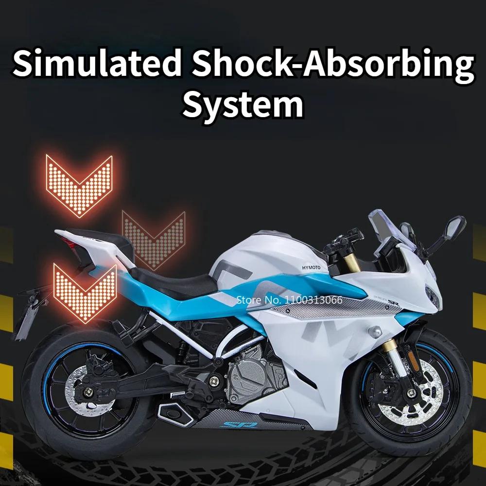 1/12 Alloy Diecast Cfmoto 250SR Racing Motorcycle Model Car Toys Rubber Tires Light Sound Motorbike Vehicle for Children Gifts