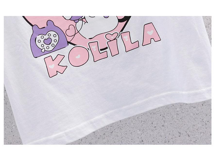Girls' 2024 Summer JK Style Skirt Set: Korean Cartoon Top with Pleated Skirt Two-Piece Trendy Outfit
