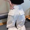 Plus Size Women's High-Waisted Wide-Leg Casual Pants - Spring/Autumn, Loose & Slimming, Floor-Length Draped Style