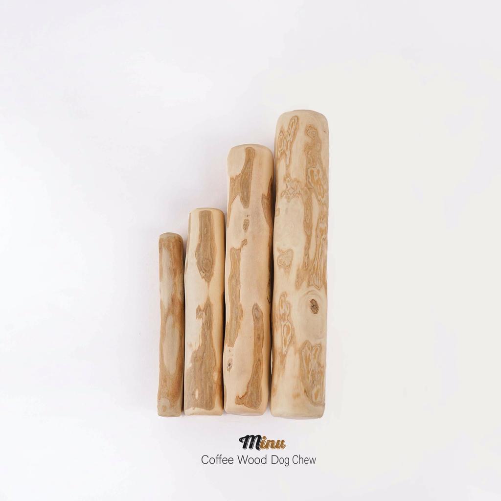 MINU Dog Chew Natural Coffee Dental Care Toys, Additive-Free, 100% Wood, (3 Pieces, Small)
