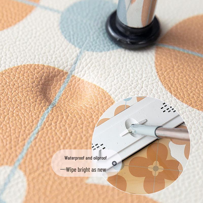 Non-Slip, Oil-Proof PVC Kitchen Floor Mat - Stain-Resistant, Easy-Clean, Full-Coverage Leather