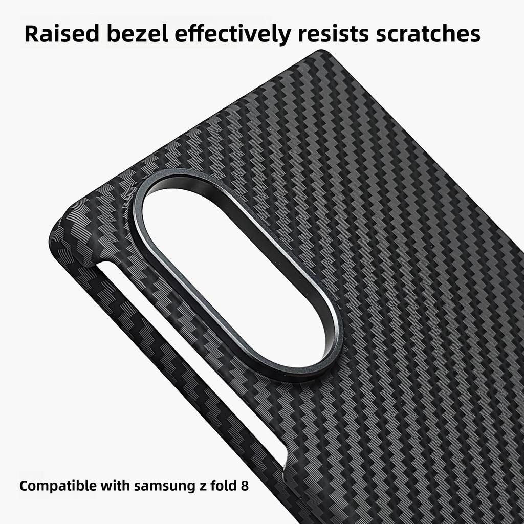 Affärs 600D Kolfiber Kevlar-textur Premium PC-telefonskyddsfodral för Samsung Galaxy Z Fold 8 Tunt Slim Magnetisk laddning Telefonfodral