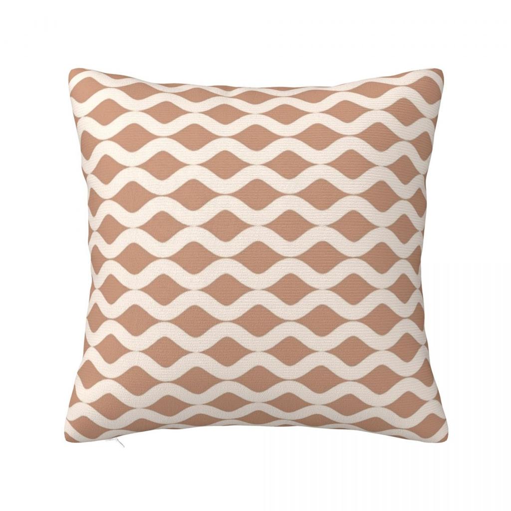 Earth Toned Waves Zigzag Pillowcase Polyester Cushion Cover Gift Wavy Throw Pillow Case Cover Home Zipper 40*40Cm