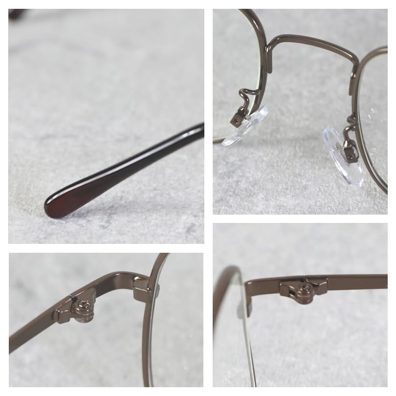(Eight) Square Metal Sunglasses for Men and Women, Black Rimmed, Square Shape, Comes with Dedicated Case, BrownClear F