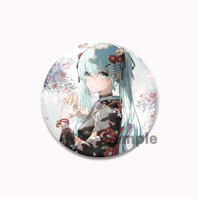 

32/44/58 мм мультяшная фигурка Хацунэ Мику броши косплей идол певица значок для воротника рюкзак шляпа аксессуар ручной работы аниме эмалированные булавки 58mm