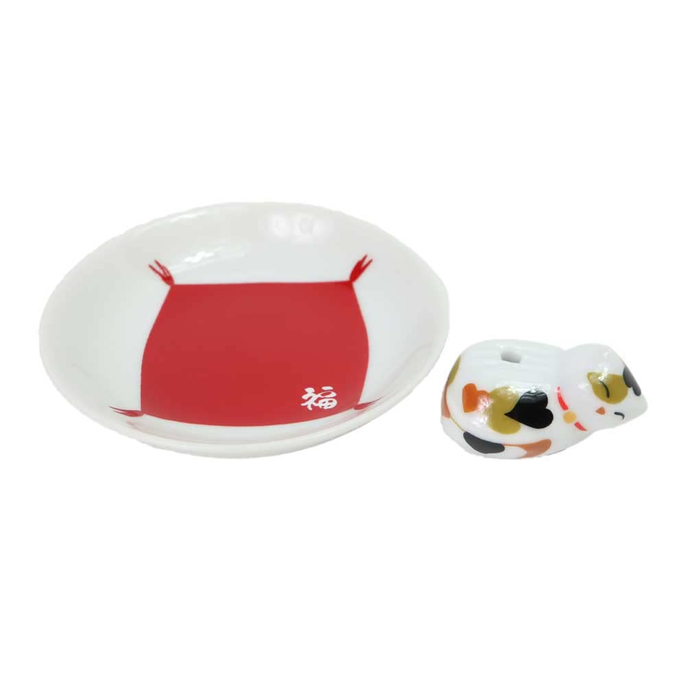 Kunjudo Incense Plate with Stand Cat "Lucky (Mike)"