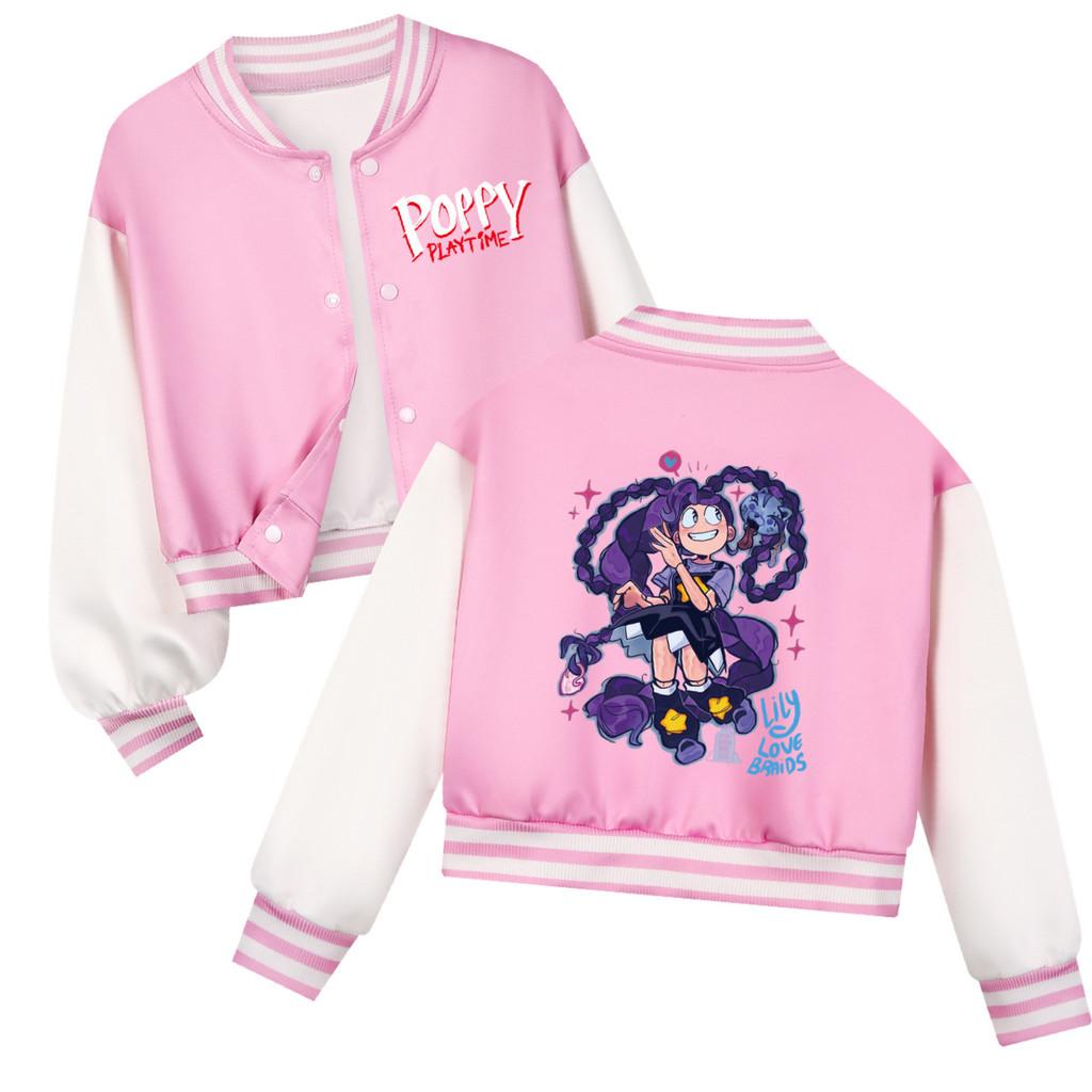 

5625 Kids Girls Lily Lovebraids Time Printed Casual Outerwear Long Sleeves Baseball Jacket Coat 160cm рожевий