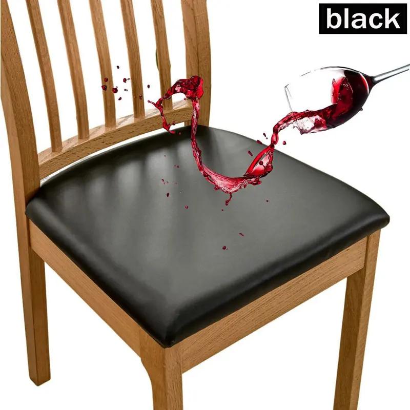 Waterproof Pu Chair Cushion Cover For Kitchen Dining Room Leather Seat Cover Dining Room Chair Seat Cushion Cover Solid Color