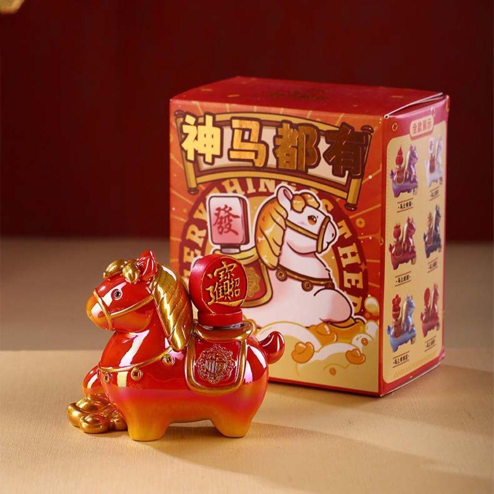 Horse Mascot Cartoon Horse Statue Kawaii Zodiac Horse Figurines Cute Pony Ornament  Home Decoration