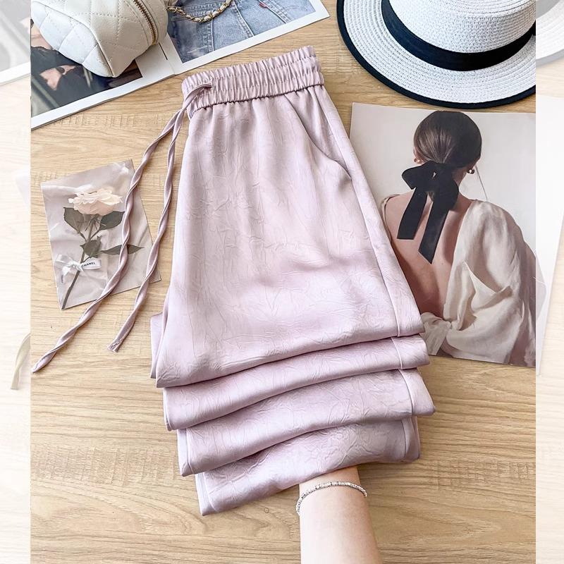 Pink Printed Wide-Leg Pants for Women - Spring/Summer 2025: Comfortable, Versatile, Sun Protection, Casual Style