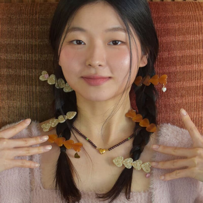 

odds&ends full heart hair pin Beige + Pink Heart