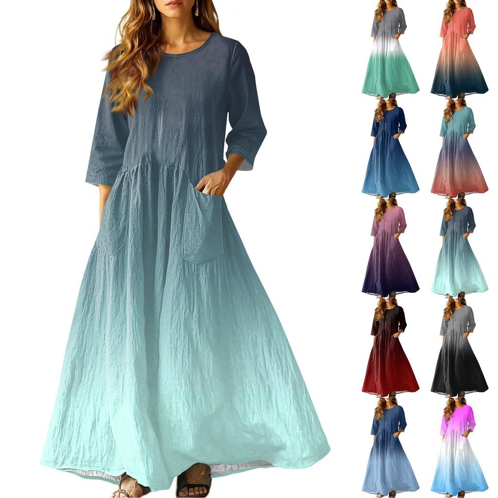 Women's Retro Ethnic Style Ribbon Embroidered Sleeveless Linen V-neck Maxi Dress