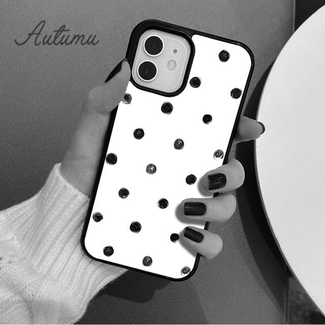 Mega Polka Dots Black White Phone Case for iPhone 11 12 13 14 Pro Max Mini X XR XS SE 2020 6S 7 8 Plus Samsung S21 S22 Shell