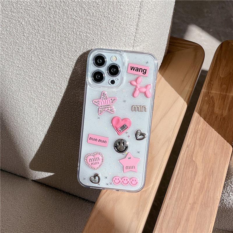 

For IPhone17 Promax Pink Love Phone Case for Apple 16 for Star Puppy Sparkling Pink Ins Wind Smiling Face For iPhone 7/8/SE 2020