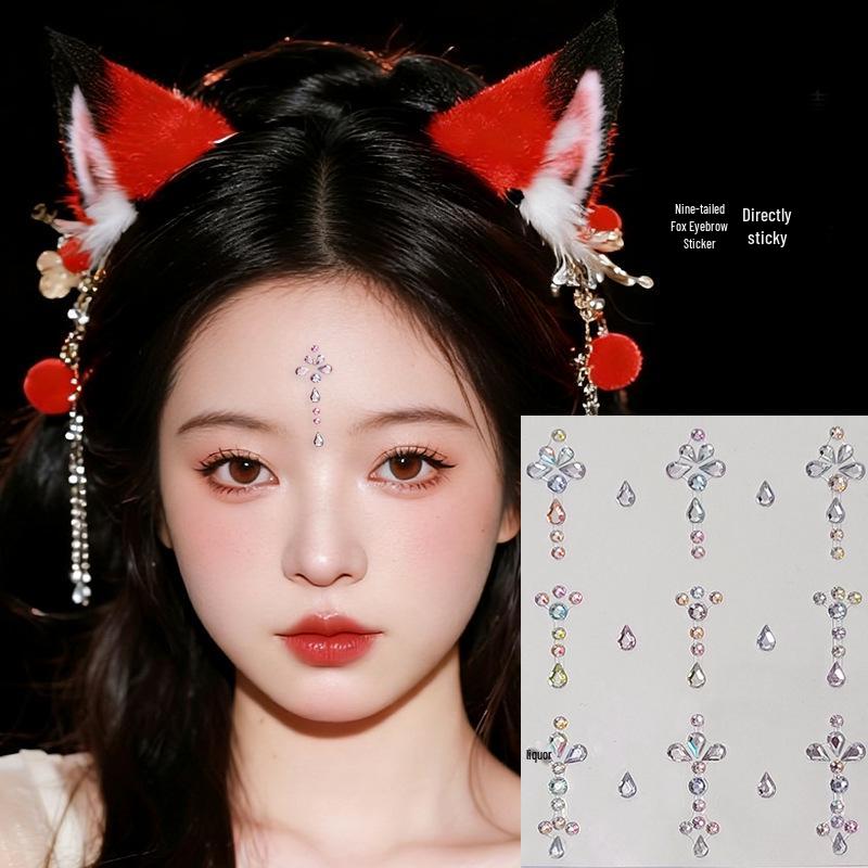 Blue Star Diamond Face Stickers: Adhesive Rhinestone Designs for Tear Eye Makeup, Perfect for Music Festivals.