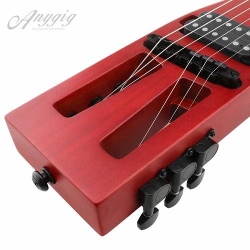 Anygig Portable Travel Electric Guitar, 82cm, 1.6kg, Brown, Sapele 25.5 Full-Scale, Right-Handed, with Gig Bag