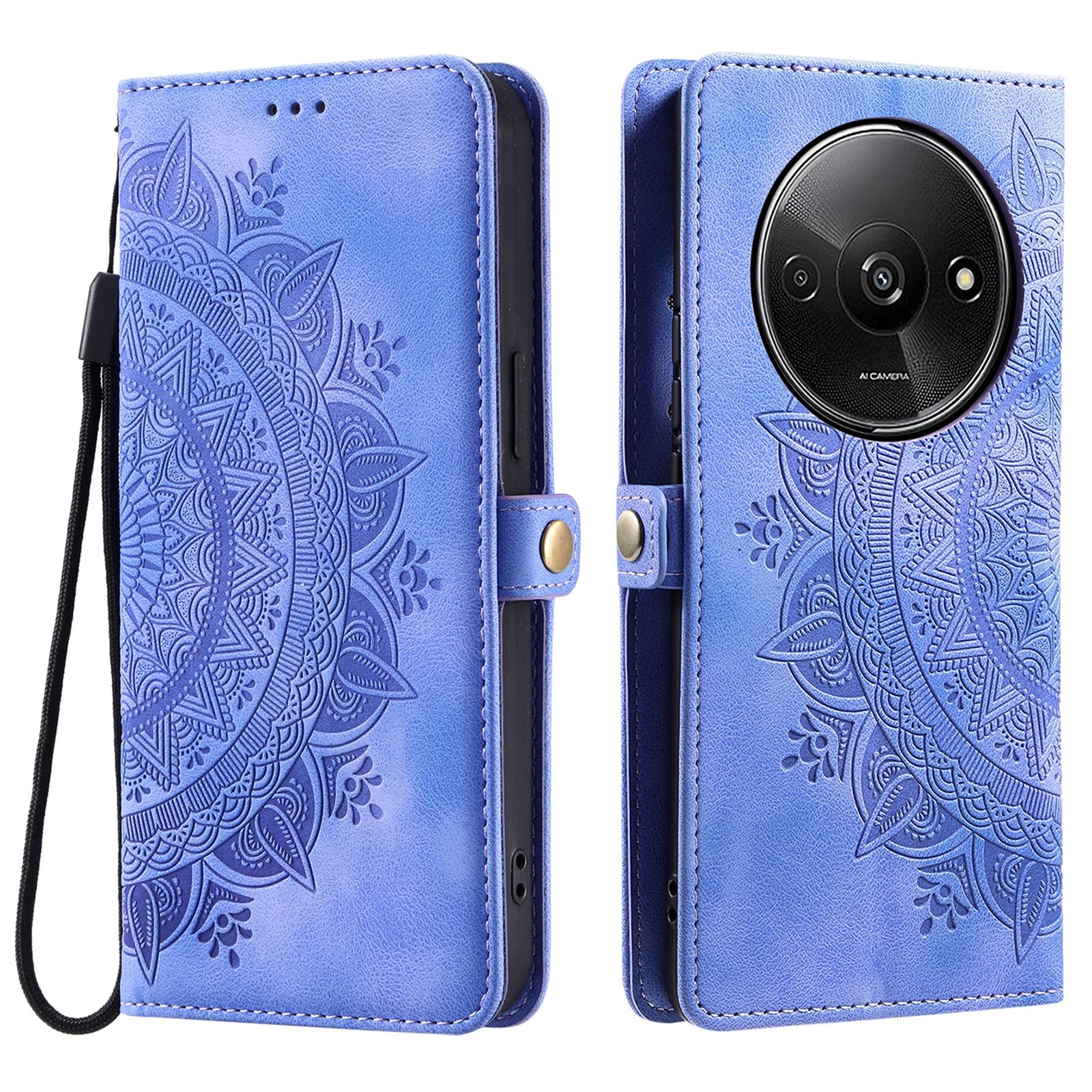 

Style 016 For Xiaomi Poco C61 4G/Redmi A3 4G Case Skin Feel Totem Imprinted Wallet Leather Phone Cover Purple