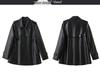 Veste Manteau Mi-long Petit en Cuir PU Rétro Mode Automne 2024 pour Femme