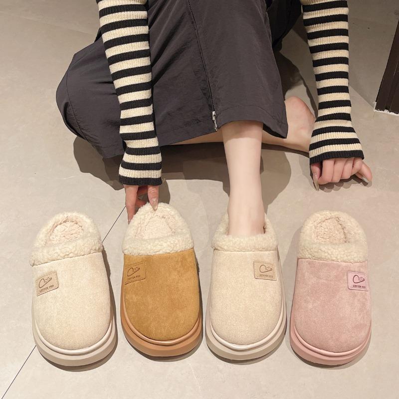 New large size cotton slippers women's winter velvet warm home cotton shoes non-slip cotton slippers