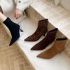2025 Autumn and Winter Fashion New Boots Square Head Thick Heel Velvet Fabric