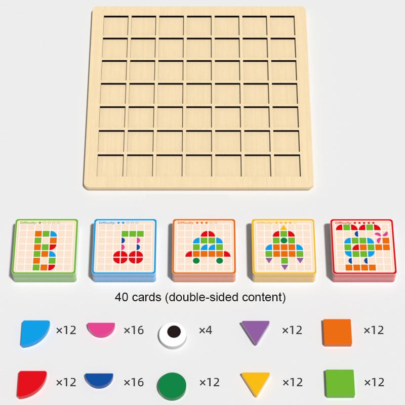 

Non-Toxic 120Pcs Montessori Cognition Puzzle Board Logical Training Matching Game Early Educational Toys Gifts For Children Kids