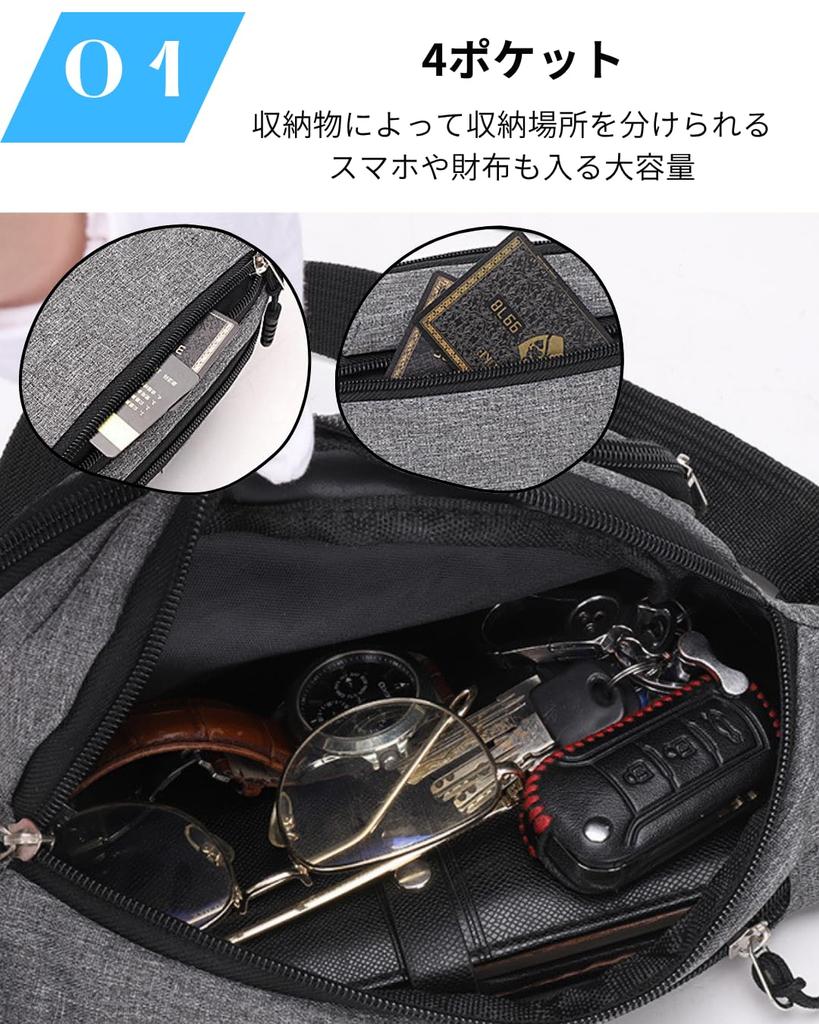 To all Genie Large Lightweight Waist Pouch with 4 Pockets for and More Men's Capacity, Travel, Work, (Gray)