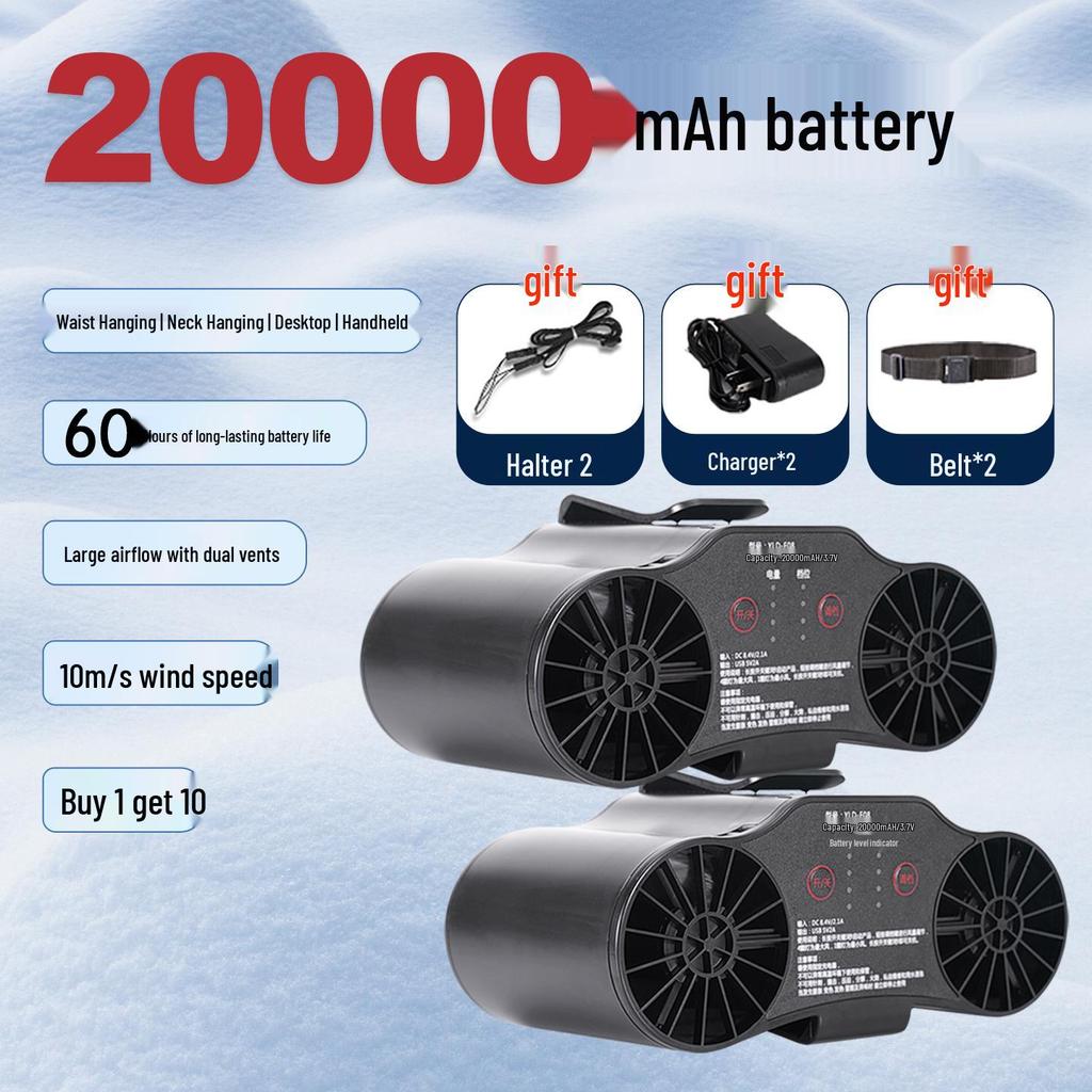 Portable Waist-Mounted Cooling Fan for Outdoor Construction