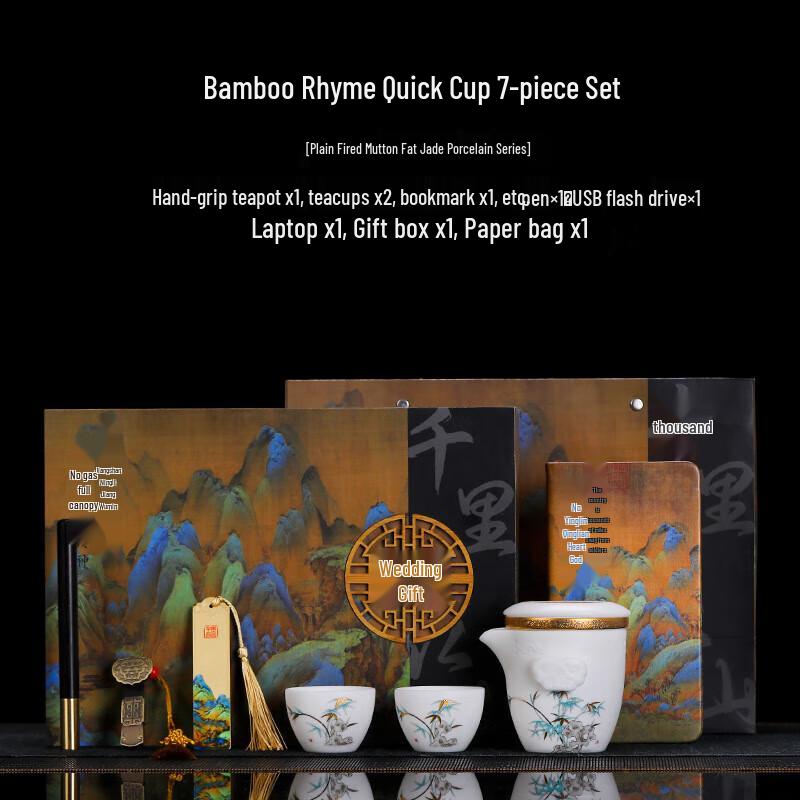 Thousand-Mile Rivers and Mountains Ceramic Travel Tea Set