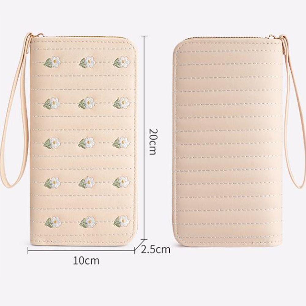 New Floral Embroidery Women Long Wallets Large-Capacity Zipper Leather Purses Multi-Card Slots Clutch Bag Women Fashion