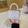 Fashion Female Handmade Pearl Shoulder Tote Bag Trending Black Pearl Bucket Stone Purse Woman's Wedding Evening Handbag Purse